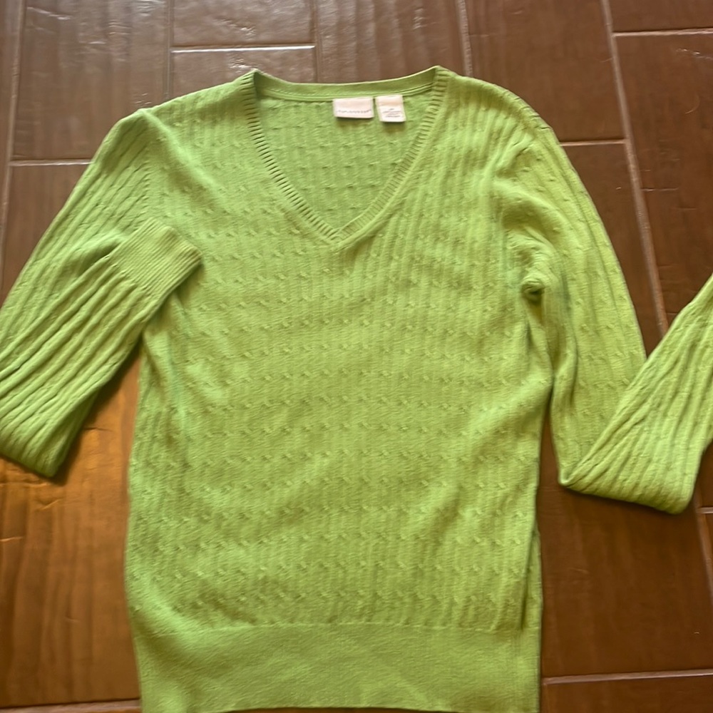 Green v-neck sweater